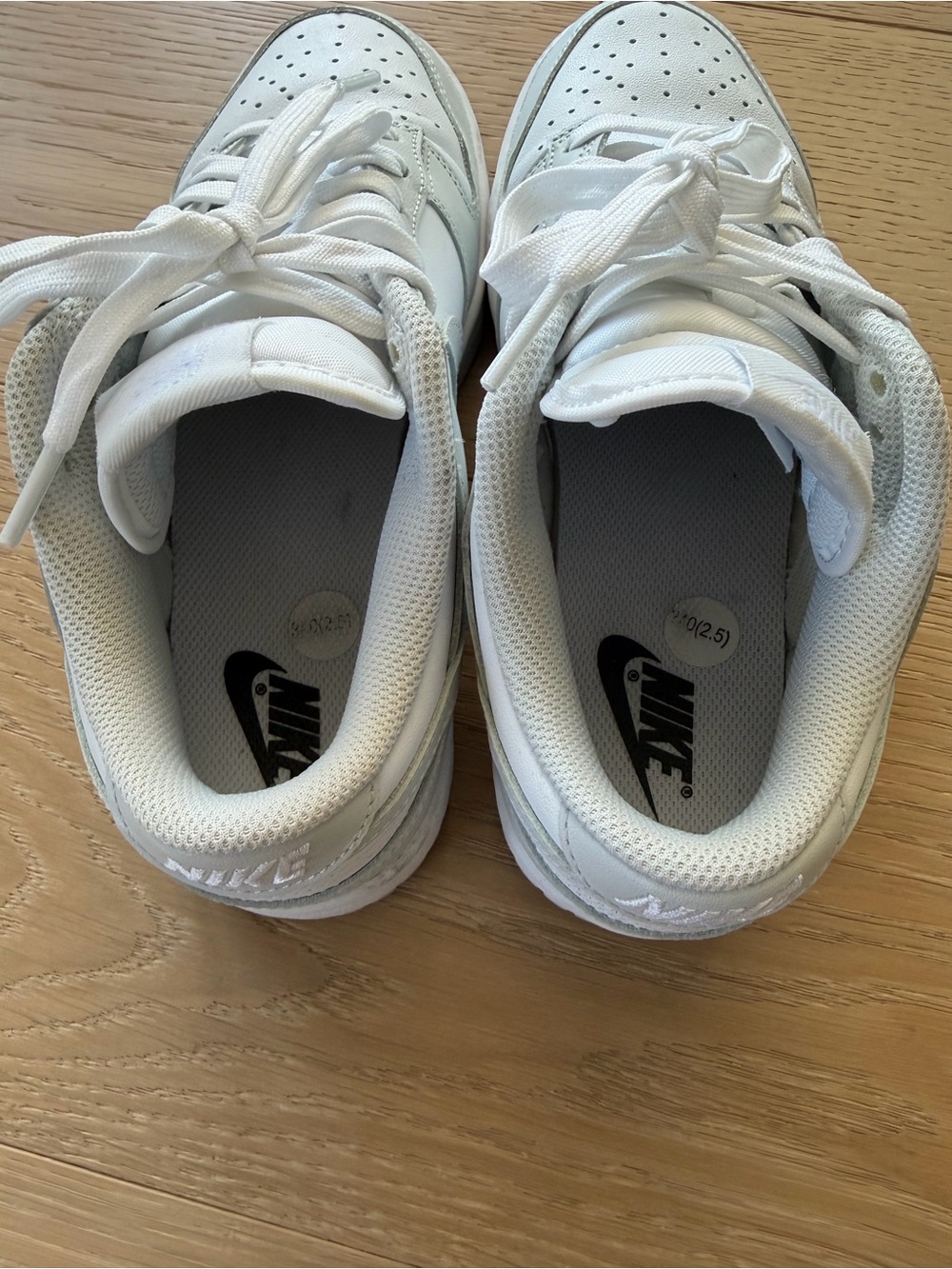 Nike Women's Dunk Low in White and Light Gray - Picture 4 of 6